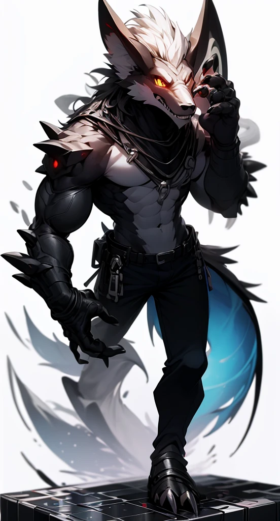 Ciberpunk, oculos de sol, (mechanical lobo claws), long arms, ombros largos, hands with claws, obra de arte, (super detalhado), (antropomorfismo animal), tema gangster, lobo, bonito, sobretudo, luzes fracas, smoke, sombra, Paisagem urbana corrupta, Mais alta qualidade, monofocal, (desnatação: 1.1), Man muscle, corpo todo, Intricado (alto detalhe: 1.1),