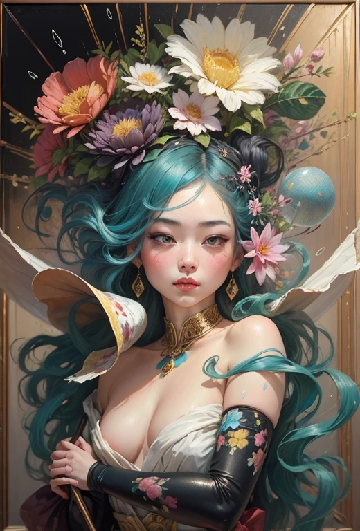 (oil painting:1.5), (NSFW:1.2), a woman joyfully twirling in the raining paint, 1girls,floral, Lycianthus ,In light pink and light blue styles..., Dreamy and romantic composition..., dripping flowers on her face, in the style of collage-based, made of insects, william wegman, colorism, white background, pencil art illustrations, national geographic photo, luxurious, extravagant, stylish, , opulent, elegance, stunning beauty, professional, high contrast, detailed, Depict a dreamy, whimsical scene with elements that seem to merge with the background, (Enfermeira usando roupas da segunda guerra mundial ),, Eduardo Kobra acolchoamento , Multidimensional geometric wall, retrato, arte, Chibi, (oil painting:1.5), (NSFW:1.2), a drawing of a woman with a birb on her head, inspired by Kitagawa Utamaro, inspired by Kanō Takanobu, inspired by Audrey Kawasaki, inspired by Kanō Motonobu, geisha, inspired by Takato Yamamoto, inspired by Kelly McKernan, inspired by Harumi Hironaka, , art By Ray Shark
Yang08k, lindo, Colouring,
Primary works, qualidade superior, melhor qualidade, Arte Oficial, Beautiful and Aesthetic, melhor pose,dedos perfeitos, impressionante