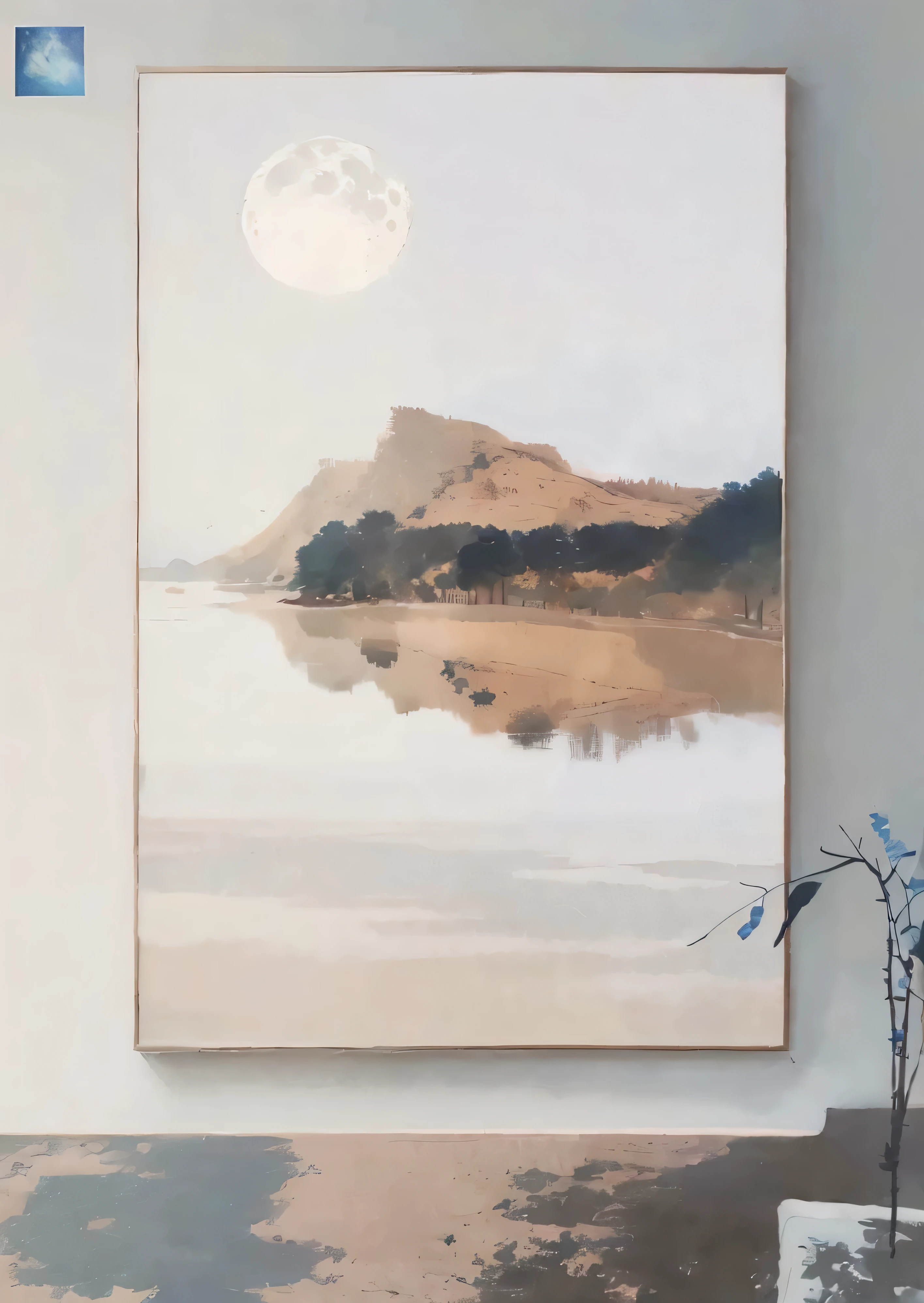 there is a picture of a couch with a painting on it, scenery artwork, minimalist painting, landscape art, abstract nature landscape, modern european ink painting, minimalistic painting, abstract landscape, minimalist art style, lunar landscape, moon landscape, artistic landscape, a surreal dream landscape, surreal landscape, a minimalist painting, abstract minimalist painting, painted illustration poster, collage artwork