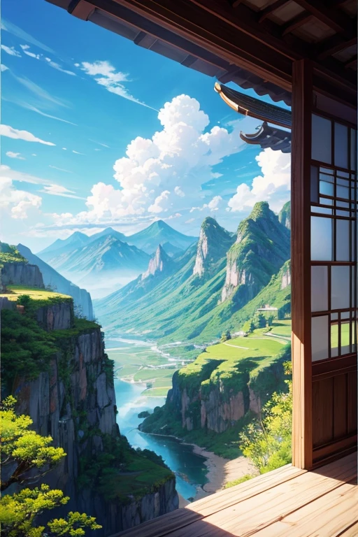 Mountains and waters、Beautiful view of blooming clouds, Studio Ghibli Sunshine, anime rural scenery, Anime beautiful peaceful scene, Xin Haicheng. —h 2160, anime scenery, 美丽的anime scenery, beautiful anime scene, studio ghibli sky, anime scenerys, Xin Haicheng's style, screenshot of animation, Xin Haicheng工作室