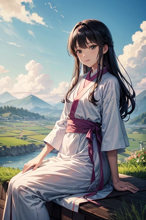 Mountains and waters、Beautiful view of blooming clouds, Studio Ghibli Sunshine, anime rural scenery, Anime beautiful peaceful scene, Xin Haicheng. —h 2160, anime scenery, 美丽的anime scenery, beautiful anime scene, studio ghibli sky, anime scenerys, Xin Haicheng's style, screenshot of animation, Xin Haicheng工作室