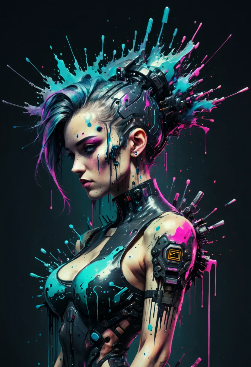 ink splash, paint splatter, cyberpunk, whimsical, intricate, (best quality, masterpiece, Representative work, official art, Professional, 8k)