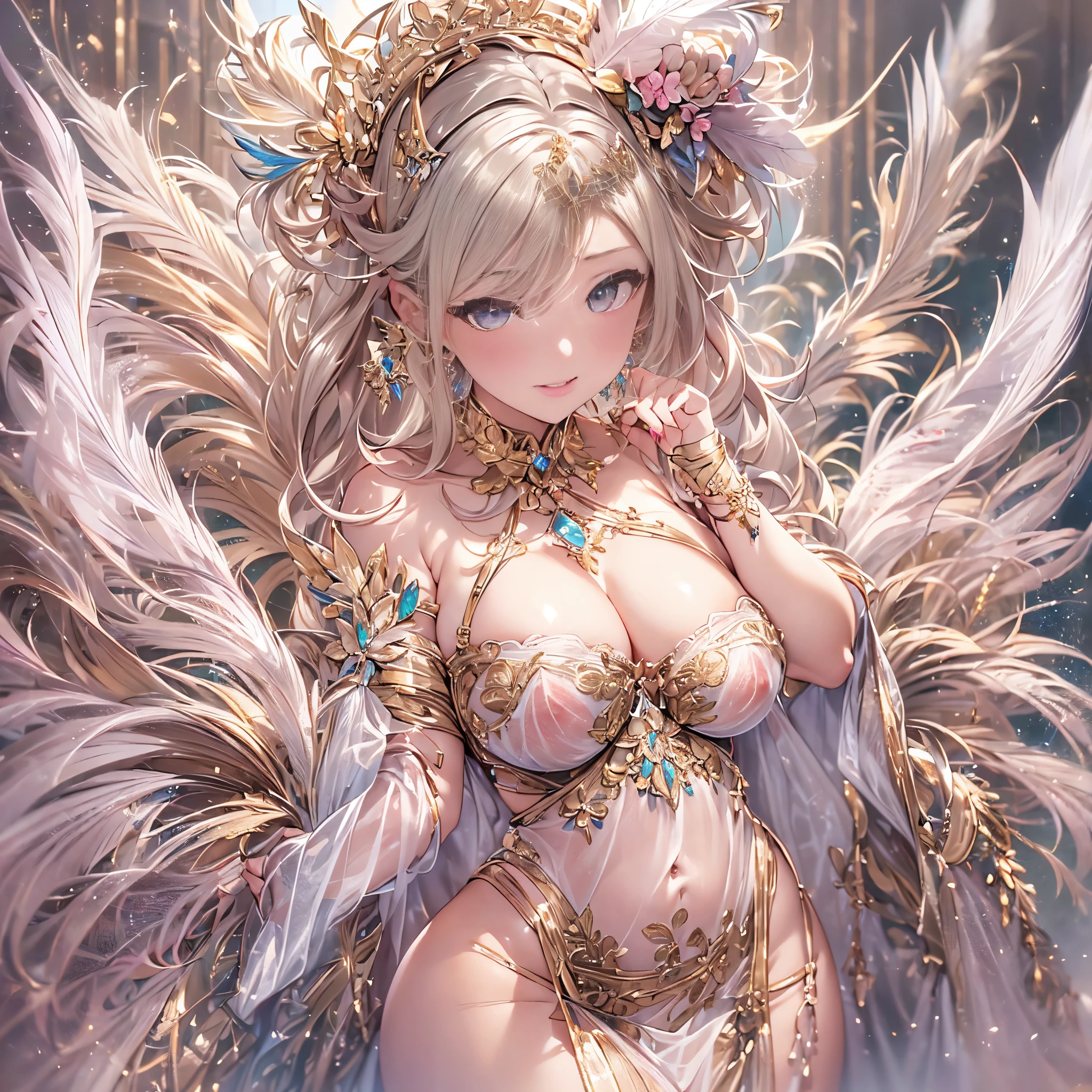 (超High resolution,realistic,最high quality,realistic),(8K,RAWphotograph,最high quality,masterplece),real person,photograph,mature woman、sensual curves、huge breasts、thighs、bubble、お尻のmasterpiece, 最high quality, Super detailed, full body shot, mature woman, beautiful mature woman, nightgown and underwear, enchanting smile, thick lips, Chubby lips, blush, looking at the viewer, provocative expression, beautiful髪型, cleavage, Plump、curvy hips、attractive face、sexy lingerie、an inviting gaze、Expression of emotions、Lewd underwear、(((erotic see-through lingerie set)))、Standing position、gorgeous accessories 、big breastsの女性, bare shoulders, golden hair, colored feather, metal ornaments, colored flowers, particle, light, (masterpiece, 最high quality, 最high quality, official art, beautiful and aesthetic:1.2), (1 girl:1.3), very detailed,(fractal art:1.1),(colorful:1.1)、(flowers:1.3),most detailed,(zentangle:1.2), (dynamic pose), (abstract background:1.3), (shiny skin), (lots of colors :1.4), ,(earrings:1.4), (feather:1.4),masterpiece, 最high quality, Super detailed, 30~40 years, full body shot, beautiful 、various hairstyles,gold headband,plump breasts,beautiful butt,greek clothing,Tulle covers the breasts,perfectly proportioned, detailed clothing details,marble,god statue,cinematic lighting, film grain, Fuji color, 8K, masterpiece, Super detailed, high detail, high quality, High resolution, (((erotic see-through lingerie set)))、gorgeous accessories、raise your butt, from below, (((NSFW:1.2)))、exposed chest、Openwork decoration,(((see through dress)))、(((anatomically correct body))) , 最high quality, Super detailed, (((Lewd underwear)))、raise your butt, from below, (NSFW: 1.4)、exposed chest、(((Healing face)))、Openwork decoration,(((R-18)))、Hakari、thighs, big breasts, Are standing, cowboy shot, blush, 1 girl, (masterpiece:1.3), (High resolution), (8K), (very detailed), perfect face, Nice eyes and face, (((最high quality))), (Super detailed), detailed face and eyes, (alone), High resolution、beautiful目,(((sexy pose)))、(((big breasts)))、((beautiful eyes))、luxury、(((超High resolution)))、(((detailed description)))、(((chubby body shape)))、(((Body parts that match the anatomy)))、beautiful長いまつ毛、Balanced body shape、2Book Arm、2 legs、Legs and arms of just the right size、Fishnet tights、glamorous、Clear white and black eyes、鬠红、lipstick、glitter