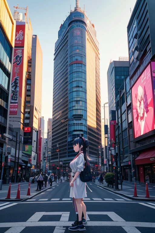 Anime scene of a woman standing in the middle of the street, tokyo anime anime scene, anime scene, Still from TV animation, Screenshots from animated movies, 2 0 1 9 anime screenshot, animation still frame, 九郎anime screenshot, Anime style cityscape, beautiful anime scenes, Random background scene, Anime screenshots, hd anime cityscape, anime screenshot