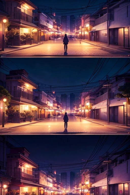 Night view of buildings with street lights and street signs, 九郎anime screenshot, 2 0 1 9 anime screenshot, Screenshots from animated movies, Screenshots from the 2012 animation, Animation movie screenshots, Rio de Janeiro in animation, Madhouse studio anime style, Anime screenshots, Random background scene, anime screenshot