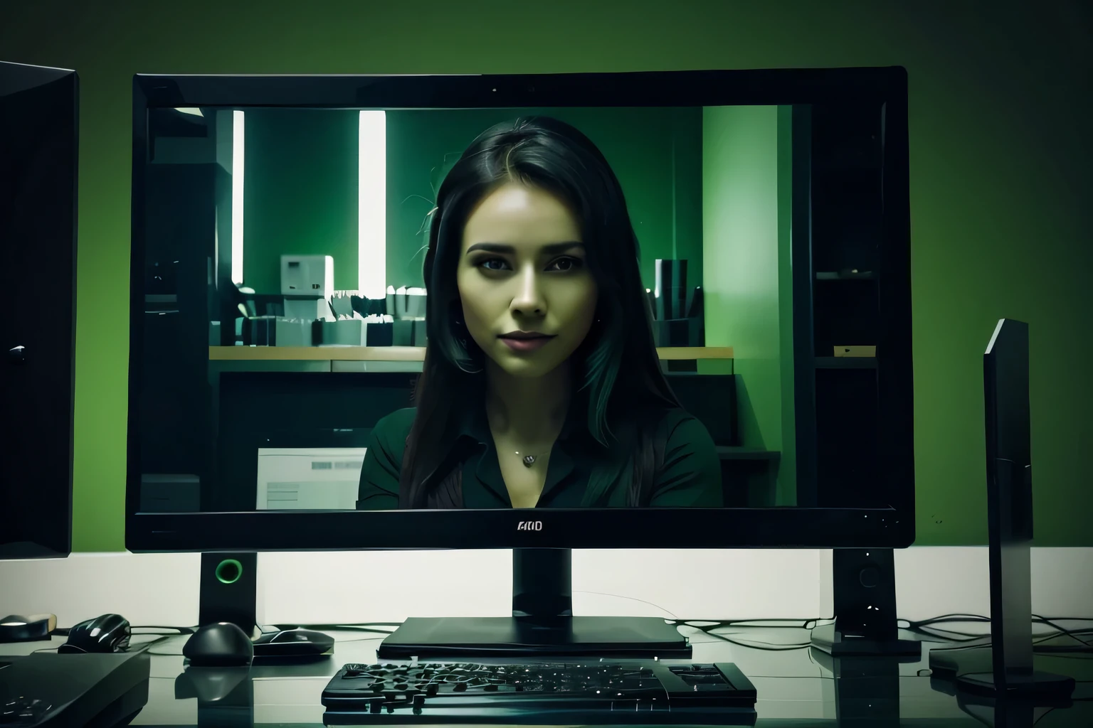 an happy business owner receving a ton of calls form costumers. black and green color palette. Masterpiece. 4k. Insane detailed