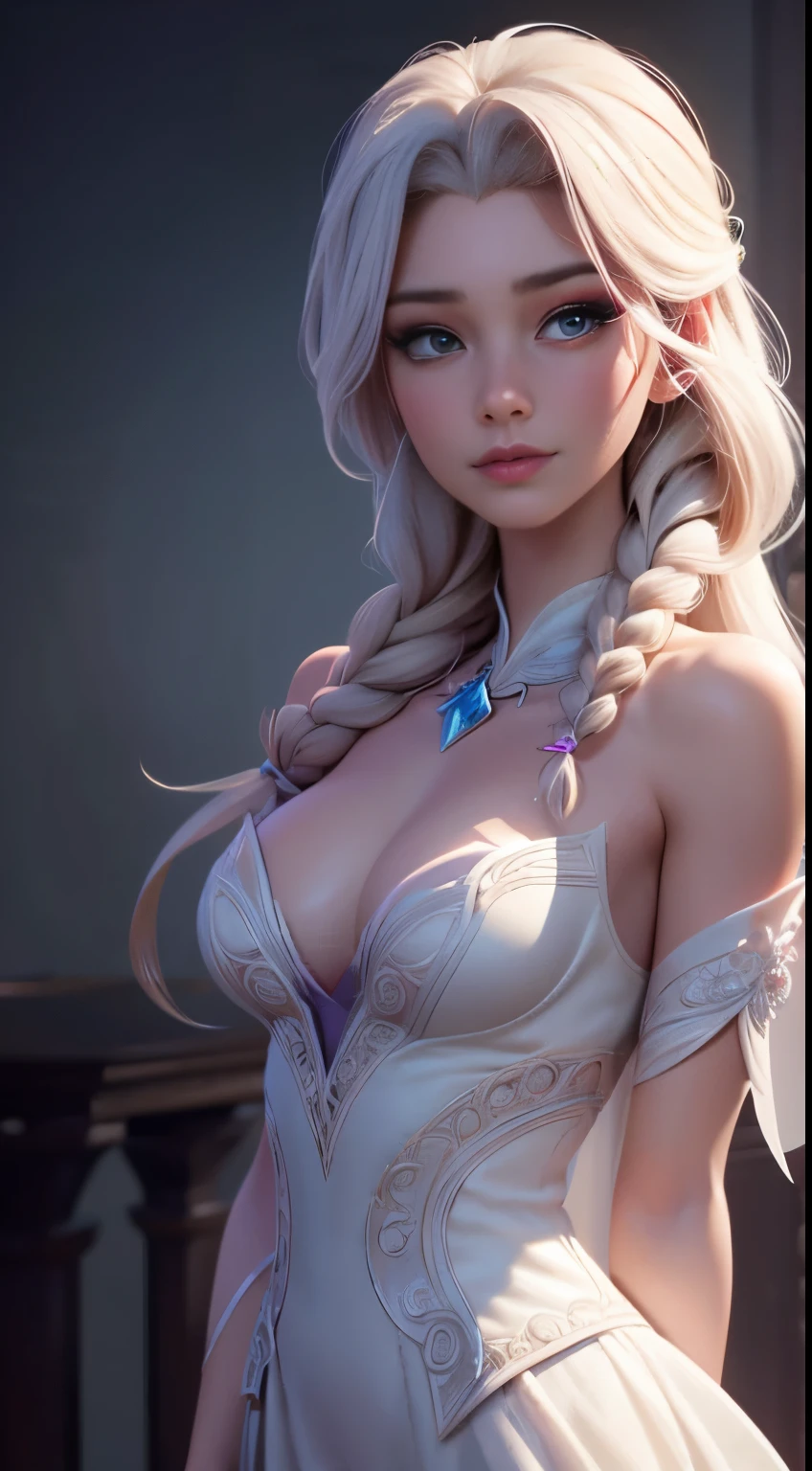 Elsa frozen Rose Quartz S.U fusión. Highly detailed CG unity 8k wallpaper, style shot, complex, high detail, dramatic, highest quality movie still image, very detailed, masterpiece, best quality, character design, Elsa, Elsa from Frozen, (( Dark style)), realistic ultra-detailed rendering style, natural light, sharp character design, (hard focus, 8k), (((natural skin texture))), 8k textures, soft cinematic lighting, adobe lightroom, dark room, hdr, Sophisticated, Elegant, Rich Detail, Sharp Focuilm Look) )), Soothing Tones, Detail Frenzy, Intricate Detail, Super Detail, Low Contrast, Soft Film Lighting, Dull Colors, Exposure Blending, HDR, Fade, 35mm, f/1.4, ISO64, f16, 25 sec.