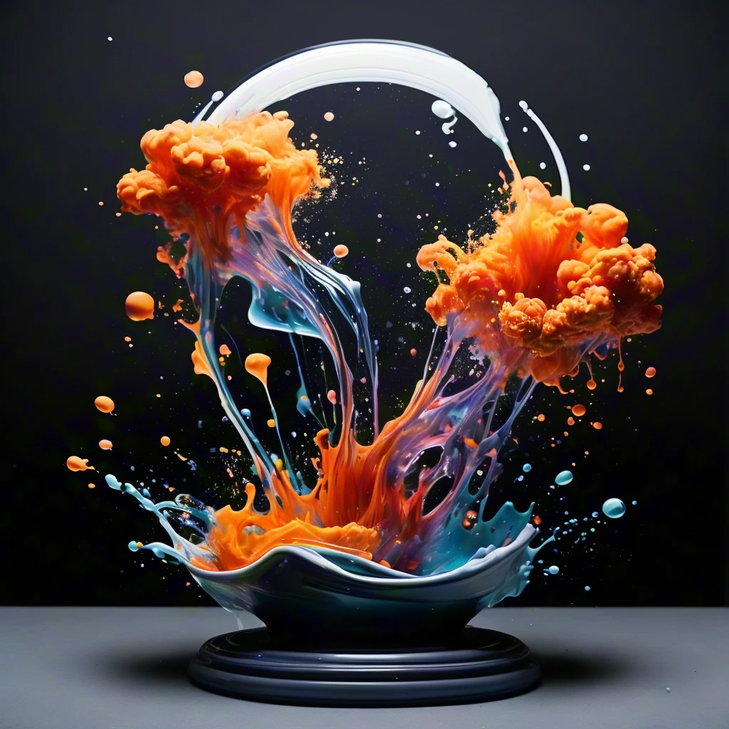 ink splash, paint splatter, exploding vase, panoramic, Ultra high saturation, (best quality, masterpiece, Representative work, official art, Professional, 8k)