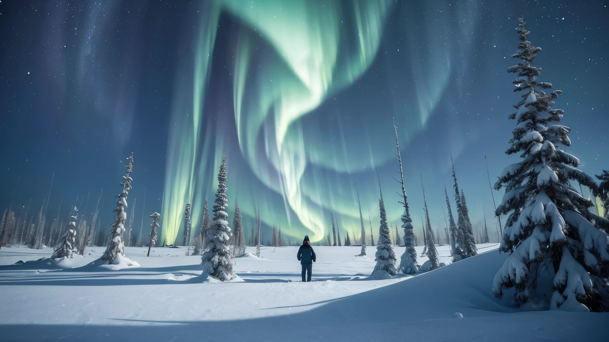 (.An ultra secret scientific base:1.2) located in An exquisite arctic landscape painted in various shades of ethereal blue, showcasing the untouched beauty of icy, and an expansive frozen forest stretching as far as the eye can see. A landscape with feminine curves. Mounds reminiscent of the
the shape of generous breasts. The serene atmosphere is intensified by the soft glow of the moon reflecting off the crystalline ice, creating a captivating tableau of pure tranquility and awe-inspiring natural wonders. Northern lights. National geographic style. Masterpiece. UHD.