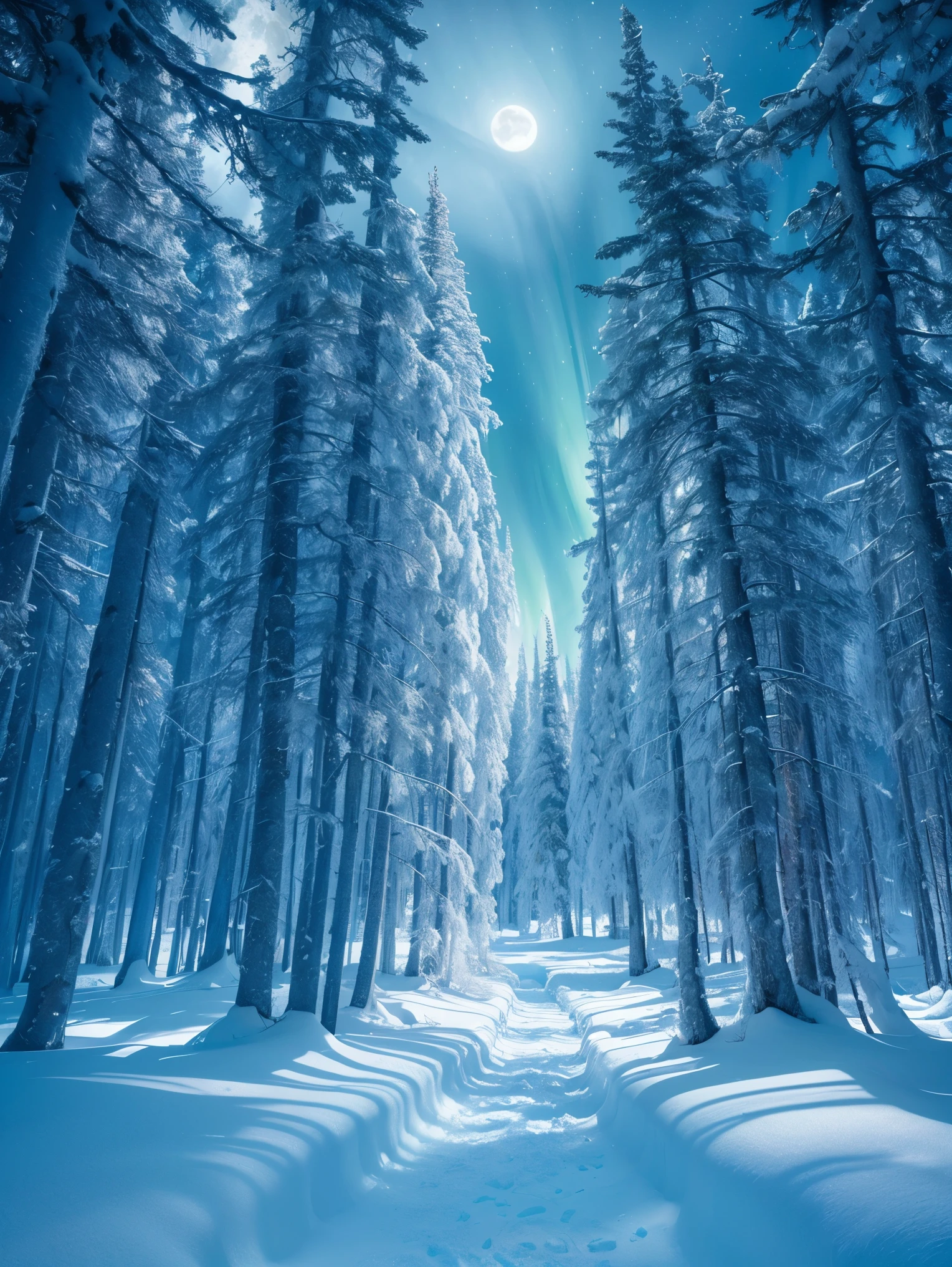 (.An ultra secret scientific base:1.2) located in An exquisite arctic landscape painted in various shades of ethereal blue, showcasing the untouched beauty of icy, and an expansive frozen forest stretching as far as the eye can see. A landscape with feminine curves. Mounds reminiscent of the
the shape of generous breasts. The serene atmosphere is intensified by the soft glow of the moon reflecting off the crystalline ice, creating a captivating tableau of pure tranquility and awe-inspiring natural wonders. Northern lights. National geographic style. Masterpiece. UHD.
