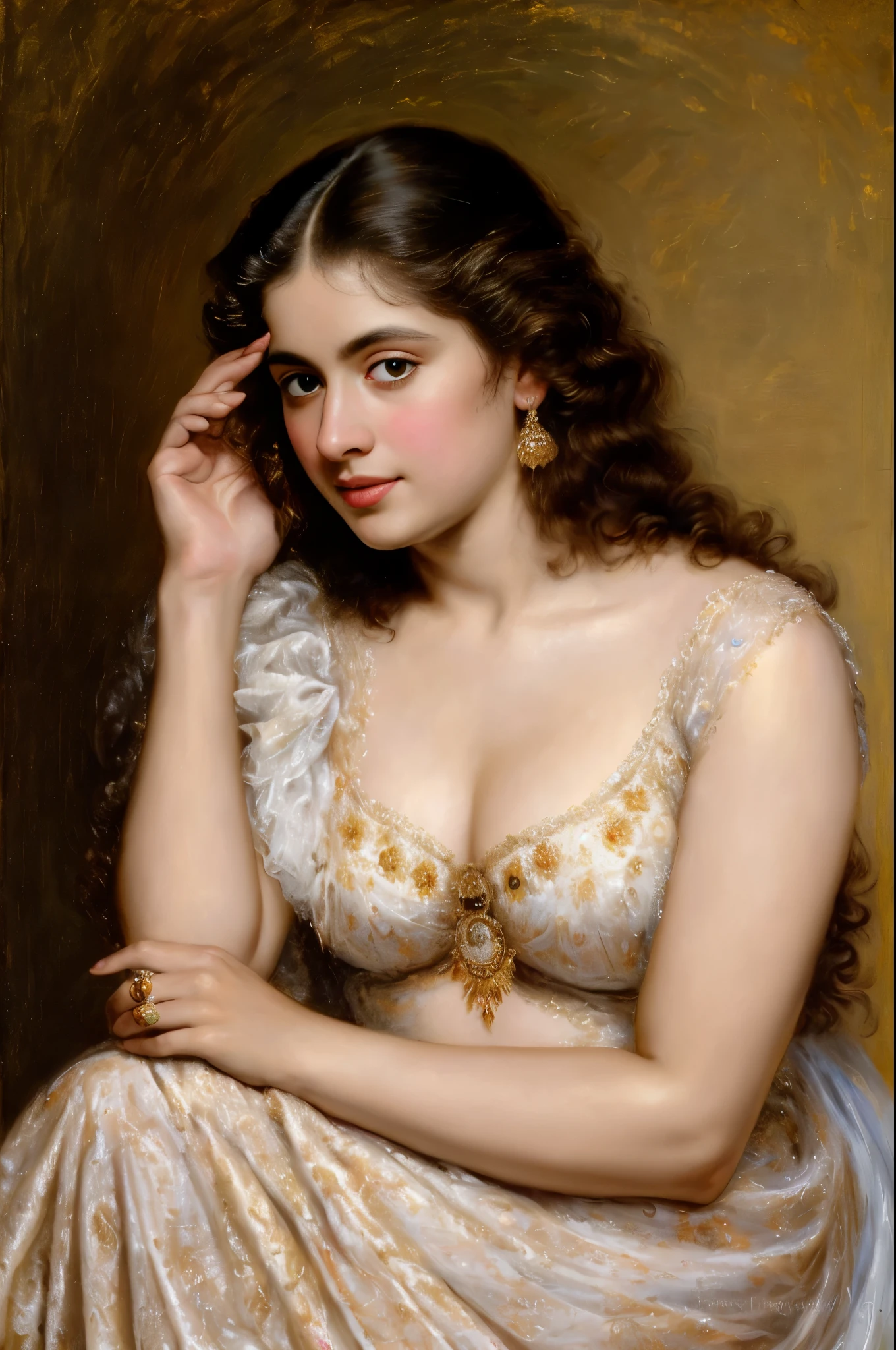 Best quality, highly detailed, masterpiece, Indian princess, Rajkanya, royal clothes, Masterpiece, extremely gorgeous woman, matchless Beauty, portrait, Peter Paul Rubens style, Woman, off shoulder bandeau crop blouse, beautifully styled hair, fluffy hair, middle ages, classicism, andrey atroshenko style, painting, long hair, styled hair, traditional media, realistic, figurative, fine art, detailed Art, oil on canvas, HDR, 8K, original character, high resolution, high detail, focus on the face, intricate, flawless, fluffy hair, Peter Paul Rubens style, By Peter Paul Rubens, sharp picture, no crown