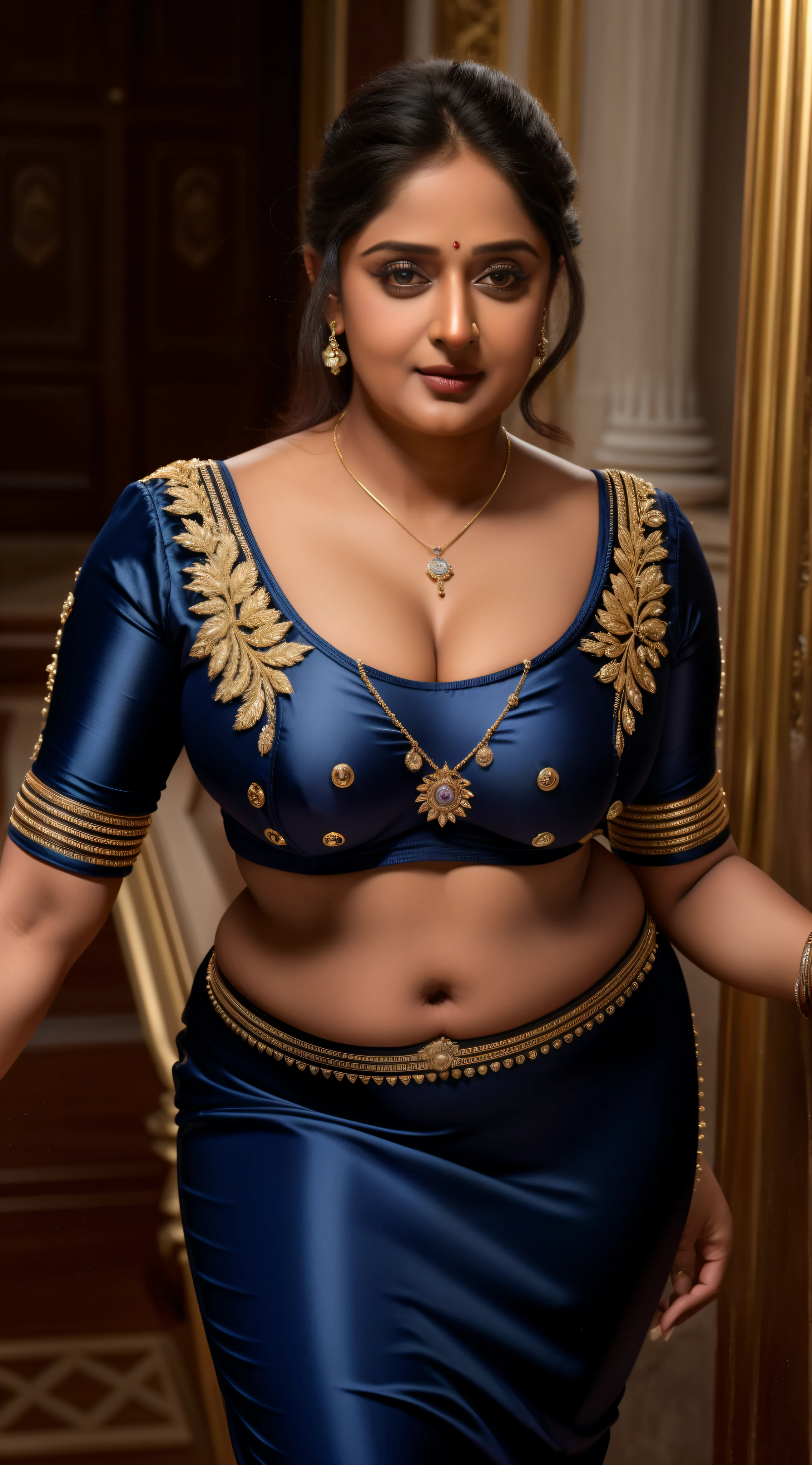 50yo mature MILF Anushka Shetty,((best quality)), ((masterpiece)), ((realistic)), sweat, alluring figure, bulging figure, thick charming lady, curvy, thick navel, full figured woman, eye kajal, massive breast, full body, styled hair, pierced eyes, female face,royal aura, trend on artstation , sharp focus, studio photo, intricate detail, very detailed, detailed eye, illustration, very detailed, sharp focus, digital render, professional, 4k