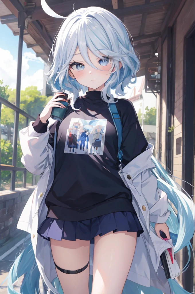 Furina  anime com cabelos brancos e olhos azuis, deus de cabelos brancos, garota retrato, camiseta, sweatshirt, Anime Girl with Cosmic Hair, com cabelos brancos, cabelos brancos, arte digital no Pixiv, retrato de anime Cirno, trends on artstation pixiv, cabelos brancos perfeitos, cabelo branco, retrato de olhos azuis, a miniskirt