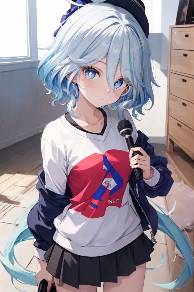 Furina  anime com cabelos brancos e olhos azuis, deus de cabelos brancos, garota retrato, camiseta, sweatshirt, Anime Girl with Cosmic Hair, com cabelos brancos, cabelos brancos, arte digital no Pixiv, retrato de anime Cirno, trends on artstation pixiv, cabelos brancos perfeitos, cabelo branco, retrato de olhos azuis, a miniskirt