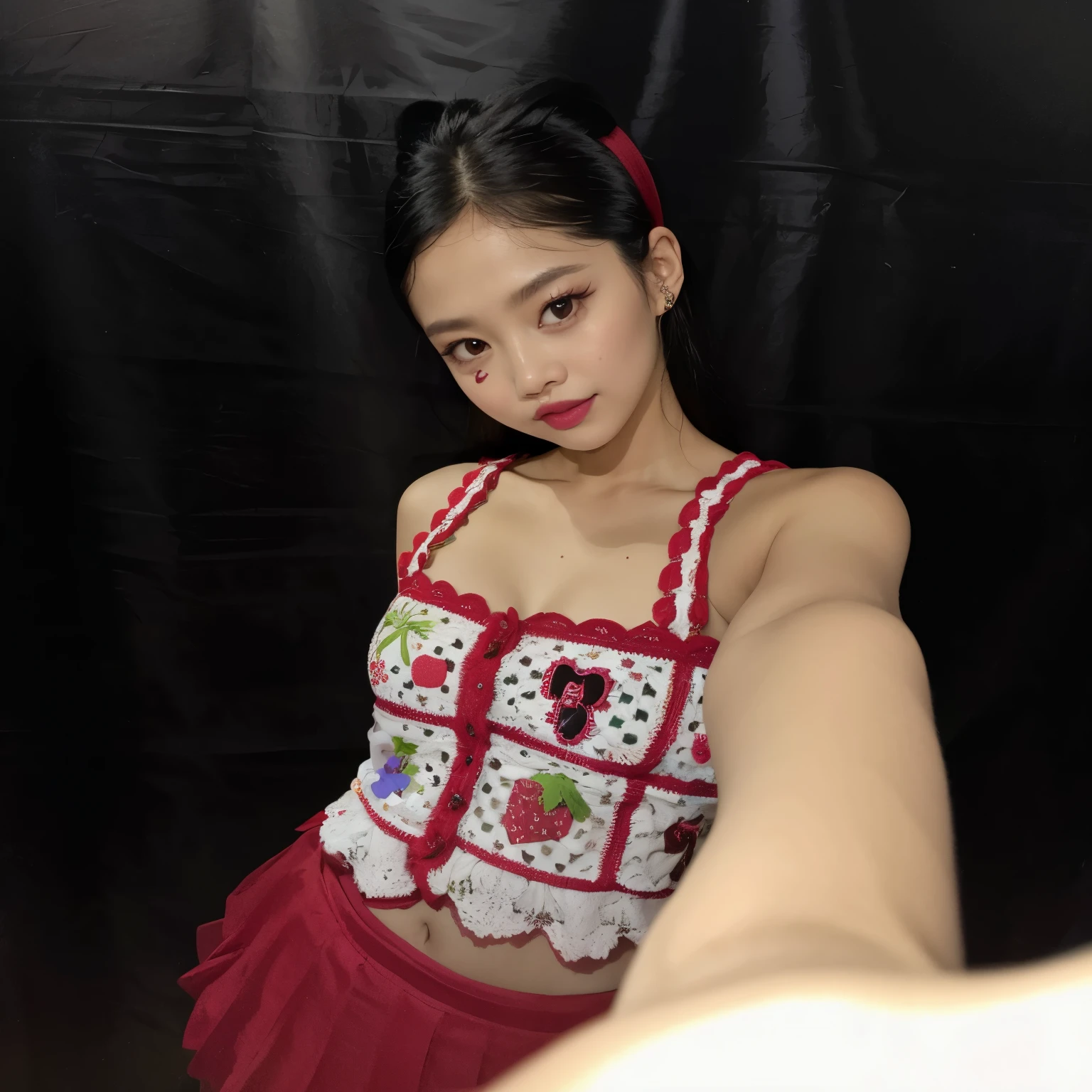 There's a woman in a red skirt posing for a picture, tzuyu de duas vezes, jennie blackpink, parque roseanne de blackpink, jossi do blackpink, Ulzzang, Sha Xi, y 2 k fofo clowncore, Lalisa Manoban do Blackpink, imagem de perfil, Jinyoung Shin, # oc, #oc, fofo, modelo do instagram