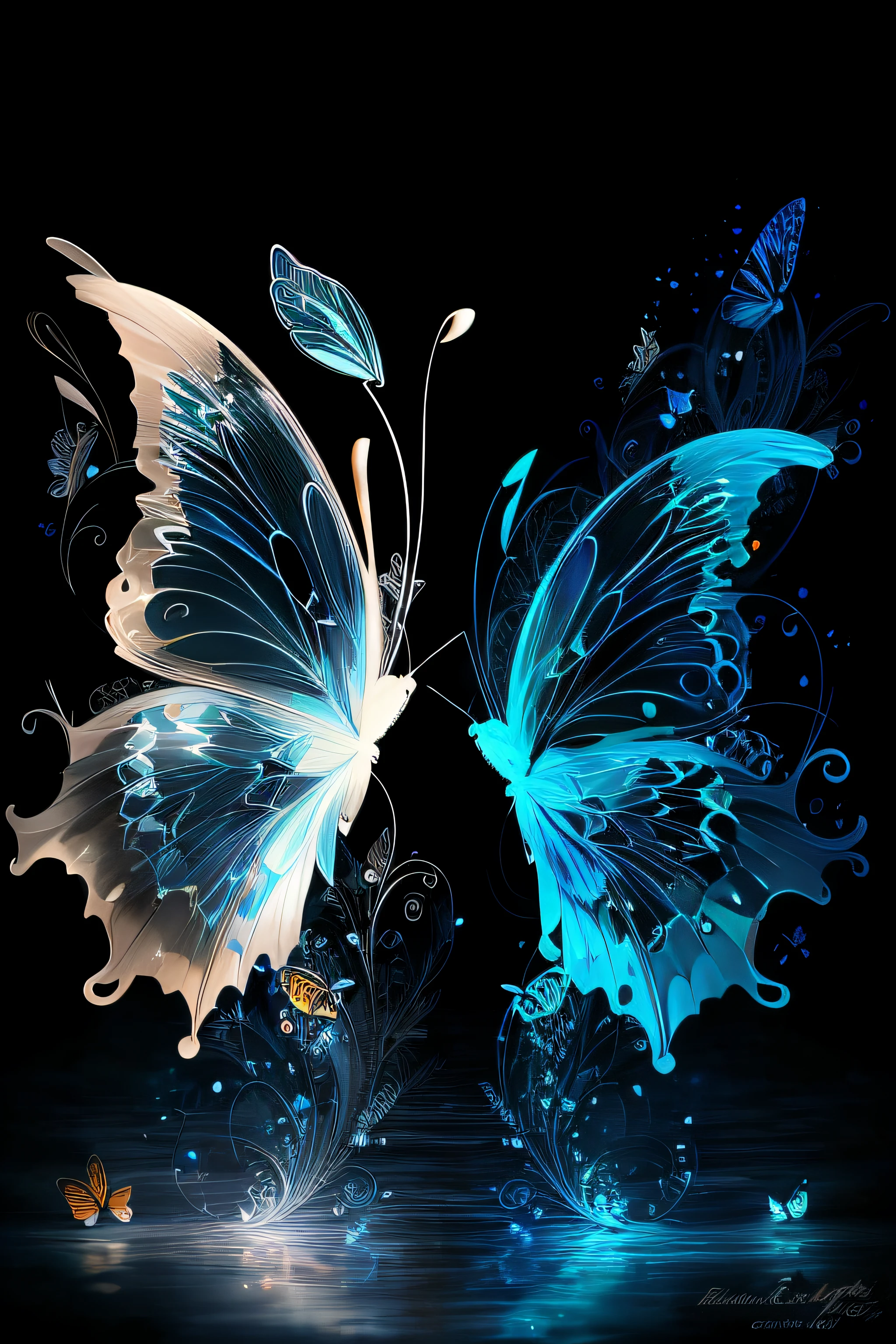Mariposas con alas azules volando en la oscuridad., Mariposa azul brillante, mariposas brillantes, harmony of butterfly, hermoso arte digital, beautiful gorgeous digital art, Arte digital muy hermoso, mariposa, gorgeous digital art, hermosa obra de arte digital, mariposa wings, con hermosas alas, Fondo de pantalla HD, elaborar arte digital, Alas exquisitas y hermosas, Fondo de pantalla HD, Arte digital de alta calidad, impresionante arte digital
