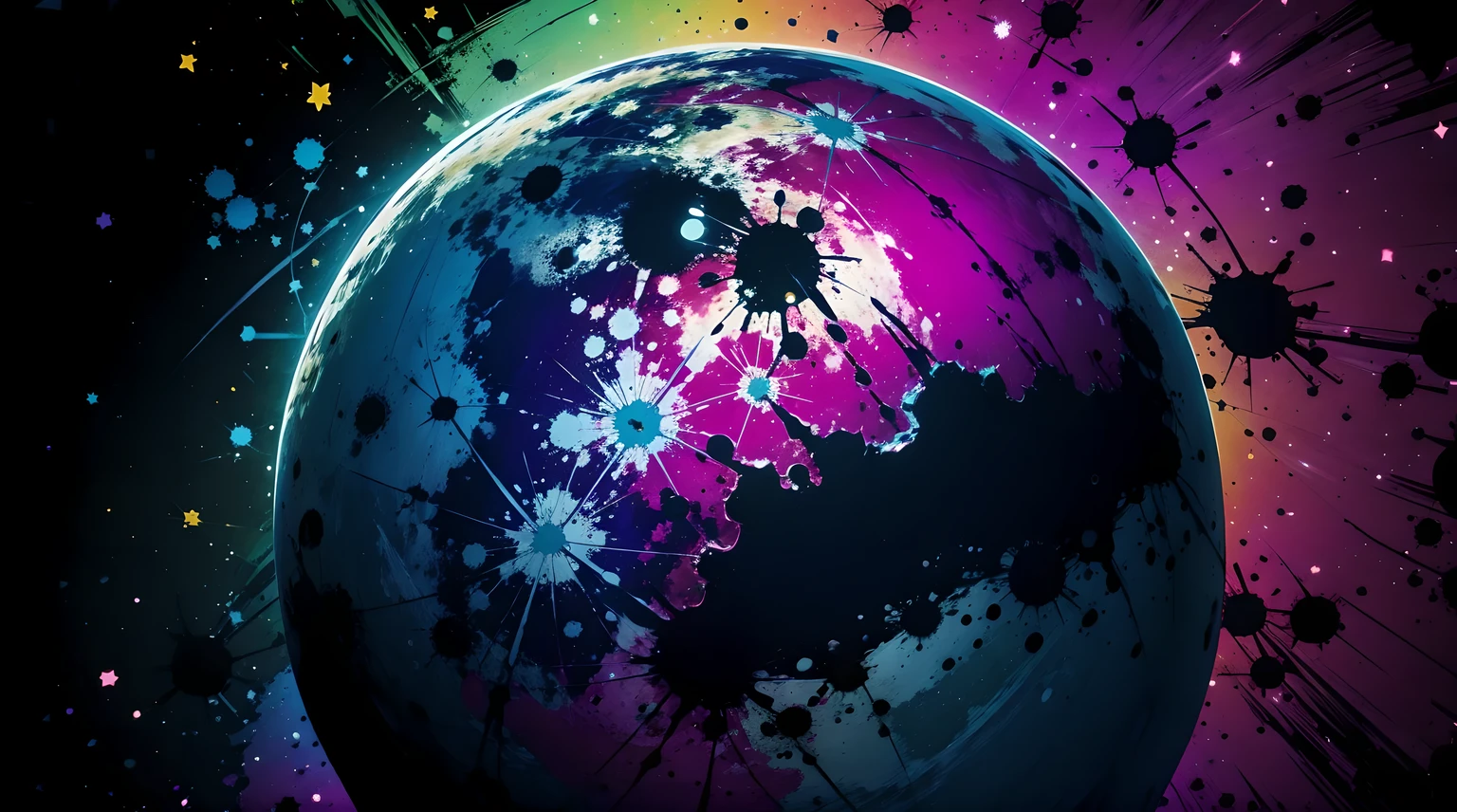 (Masterpiece,32K resolution, best quality), planet earth, ink splatter style, pastel tetradic colors
