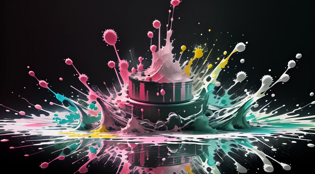 ink splash, paint splatter, panoramic, Ultra high saturation, (best quality, masterpiece, Representative work, official art, Professional, 8k)