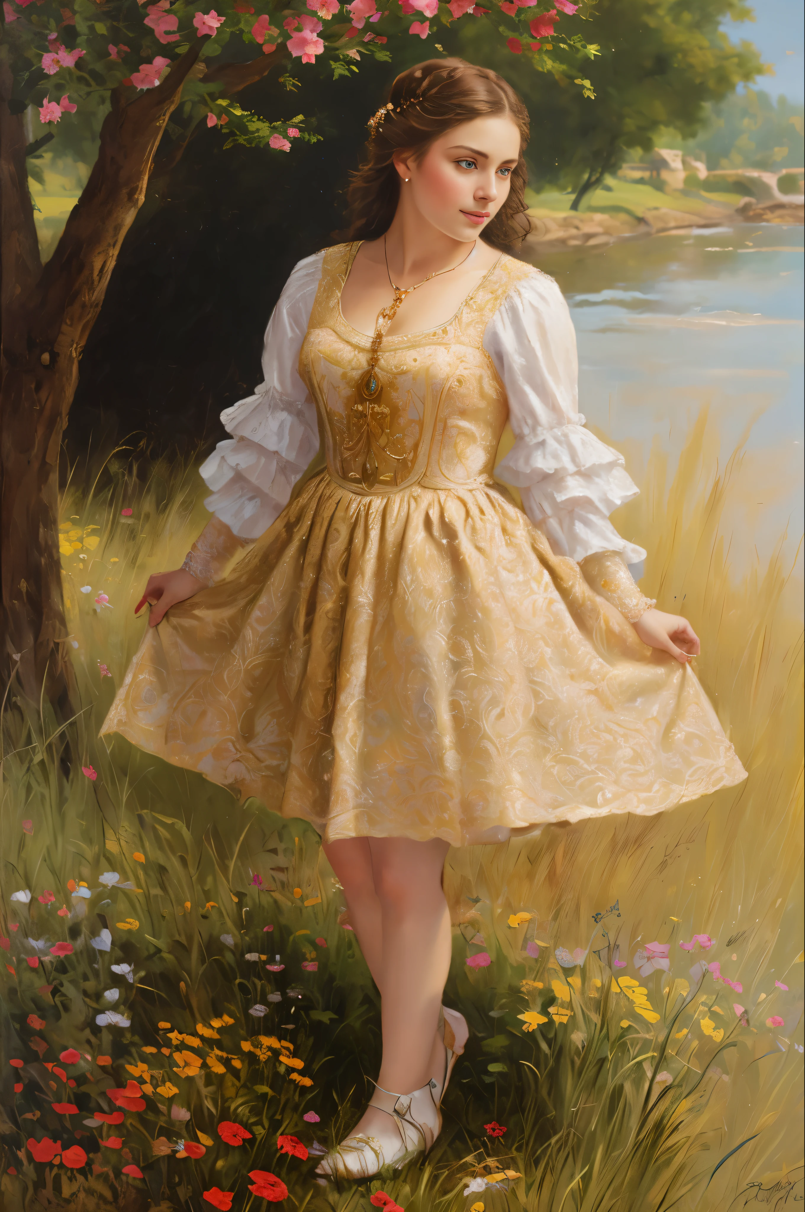 portrait, girl, middle ages, classicism, andrey atroshenko style, painting, pierced eyes, beautifully styled hair, traditional media, realistic, figurative, fine art, oil on canvas, HDR, 8K, original character, high resolution, high detail, focus on the face, beautiful eyes , perfect fingers, intricate details,