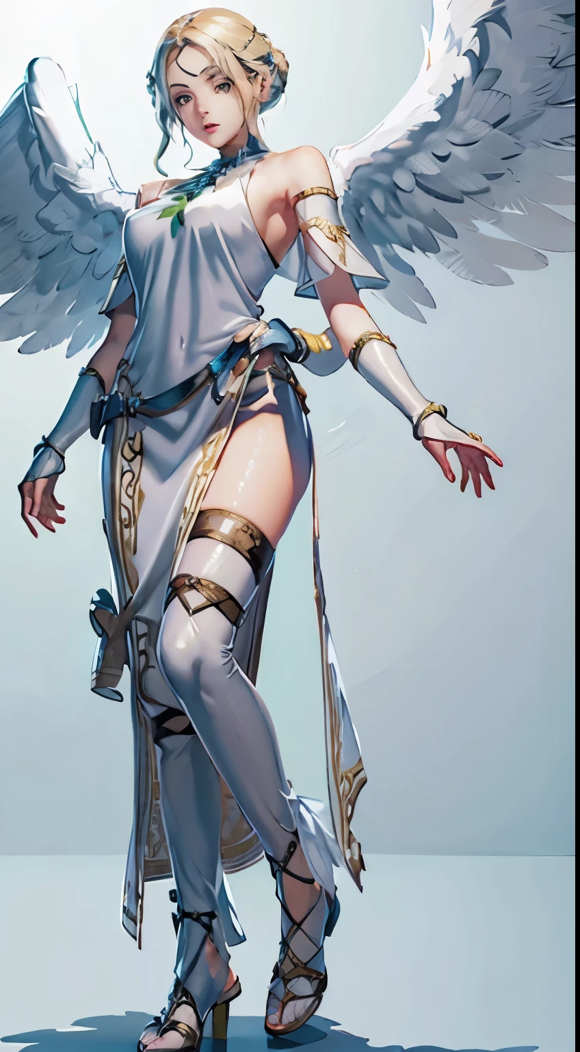 (full body, girl ,angel white background, medieval fantasy)
(best quality, highres, ultra-detailed)