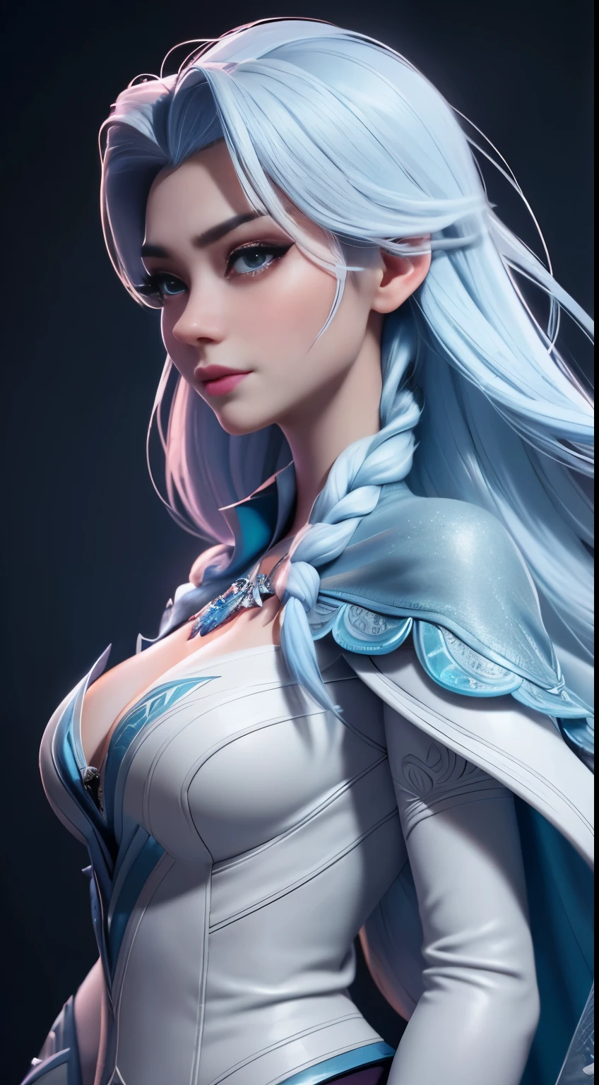 Elsa frozen chunly fusión. Highly detailed CG unity 8k wallpaper, style shot, complex, high detail, dramatic, highest quality movie still image, very detailed, masterpiece, best quality, character design, Elsa, Elsa from Frozen, (( Dark style)), realistic ultra-detailed rendering style, natural light, sharp character design, (hard focus, 8k), (((natural skin texture))), 8k textures, soft cinematic lighting, adobe lightroom, dark room, hdr, Sophisticated, Elegant, Rich Detail, Sharp Focuilm Look) )), Soothing Tones, Detail Frenzy, Intricate Detail, Super Detail, Low Contrast, Soft Film Lighting, Dull Colors, Exposure Blending, HDR, Fade, 35mm, f/1.4, ISO??, f16, 25 sec.