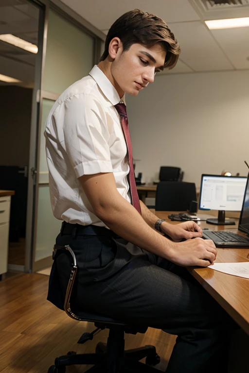 young man working in office