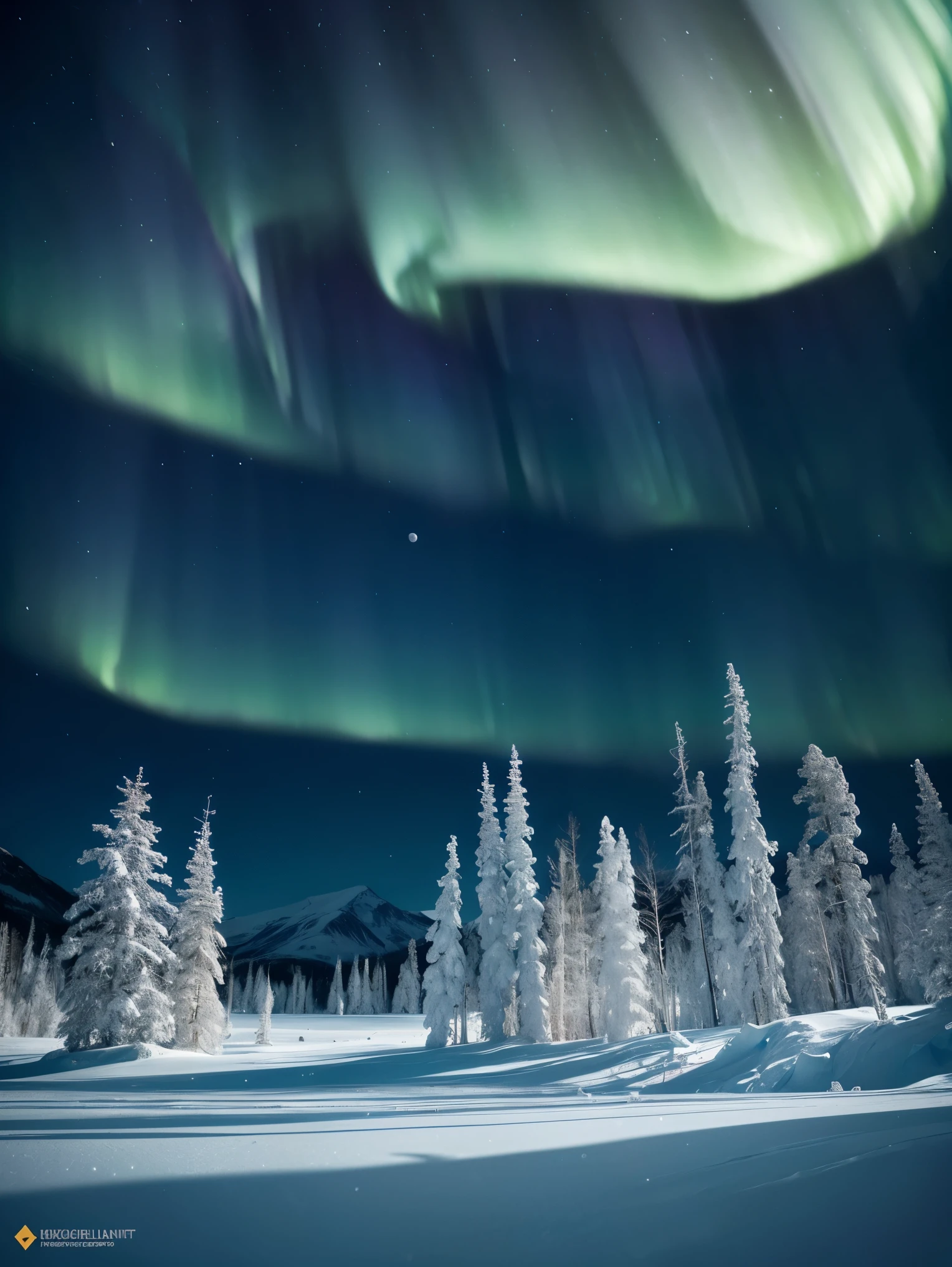 An exquisite arctic landscape painted in various shades of ethereal blue, showcasing the untouched beauty of icy glaciers, and an expansive frozen forest stretching as far as the eye can see. A landscape with feminine curves. Mounds reminiscent of the
the shape of generous breasts. (in this magnificent landscape is hiding a scientists low profile ultra secret base:1.5). BREAK The serene atmosphere is intensified by the soft glow of the moon reflecting off the crystalline ice, creating a captivating tableau of pure tranquility and awe-inspiring natural wonders. Northern lights. National geographic style. Masterpiece. UHD.