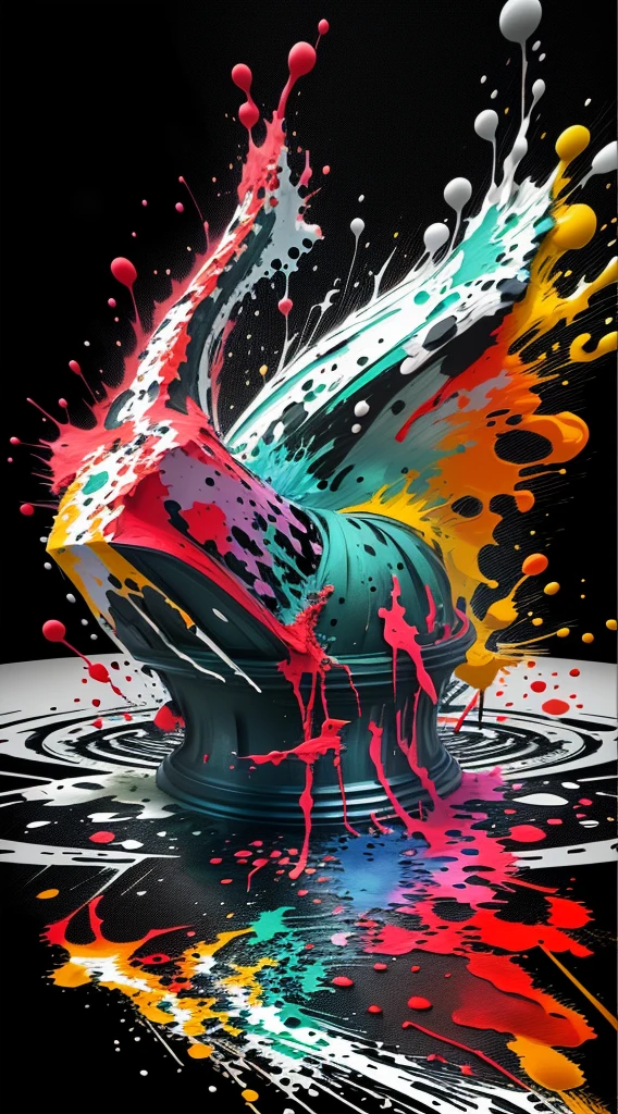 ink splash, paint splatter, creature, panoramic, Ultra high saturation, (best quality, masterpiece, Representative work, official art, Professional, 8k)