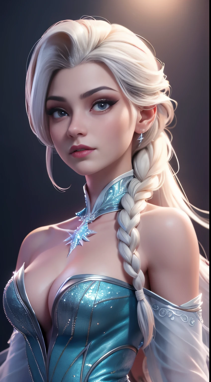 (Elsa frozen Diamante Rosado fusión S.U) Highly detailed CG unity 8k wallpaper, style shot, complex, high detail, dramatic, highest quality movie still image, very detailed, masterpiece, best quality, character design, Elsa, Elsa from Frozen, (( Dark style)), realistic ultra-detailed rendering style, natural light, sharp character design, (hard focus, 8k), (((natural skin texture))), 8k textures, soft cinematic lighting, adobe lightroom, dark room, hdr, Sophisticated, Elegant, Rich Detail, Sharp Focuilm Look) )), Soothing Tones, Detail Frenzy, Intricate Detail, Super Detail, Low Contrast, Soft Film Lighting, Dull Colors, Exposure Blending, HDR, Fade, 35mm, f/1.4, ISO64, f16, 25 sec.