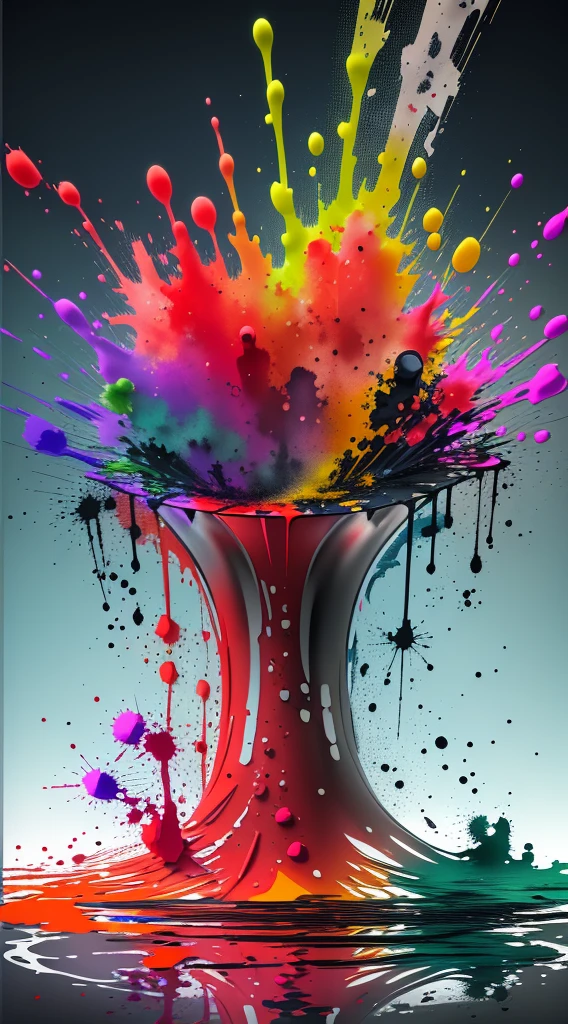 ink splash, paint splatter, panoramic, Ultra high saturation, (best quality, masterpiece, Representative work, official art, Professional, 8k)