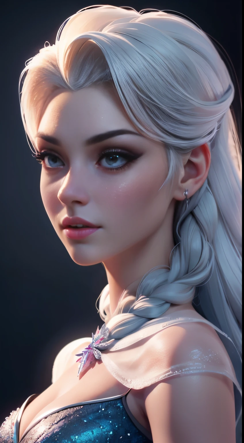 (Elsa frozen Diamante Rosado fusión S.U) Highly detailed CG unity 8k wallpaper, style shot, complex, high detail, dramatic, highest quality movie still image, very detailed, masterpiece, best quality, character design, Elsa, Elsa from Frozen, (( Dark style)), realistic ultra-detailed rendering style, natural light, sharp character design, (hard focus, 8k), (((natural skin texture))), 8k textures, soft cinematic lighting, adobe lightroom, dark room, hdr, Sophisticated, Elegant, Rich Detail, Sharp Focuilm Look) )), Soothing Tones, Detail Frenzy, Intricate Detail, Super Detail, Low Contrast, Soft Film Lighting, Dull Colors, Exposure Blending, HDR, Fade, 35mm, f/1.4, ISO64, f16, 25 sec.
