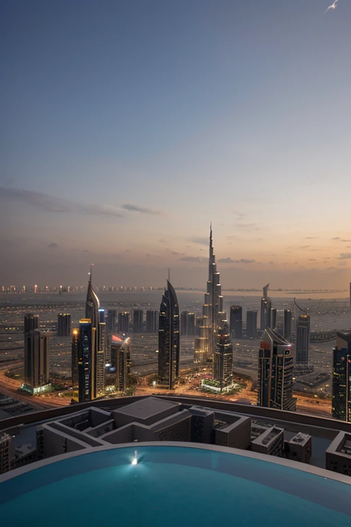 Rooftop view of Dubai in the evening