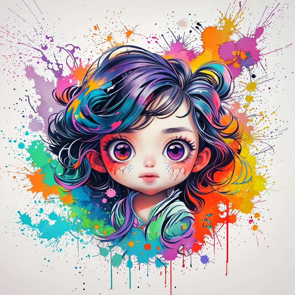 ink splash, paint splatter, girl, panoramic, Ultra high saturation, (best quality, masterpiece, Representative work, official art, Professional, 8k)