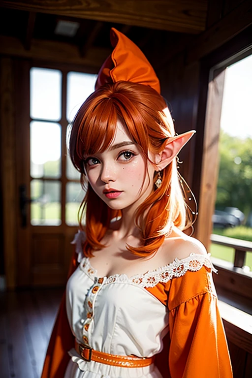 cute elf, ((anime elf with extremely cute and beautiful orange hair)), (((elf))), (((elf ears))), (((flat chest))), ((((orange hair:1.35,messy orange hair, long hair, huge braids, colored inner hair)))),(((orange_eyes:1.3))) ,intricate eyes, beautiful detailed eyes,symmetrical eyes, (((lustrous skin:1.5,bright skin: 1.5,skin tanned,shiny skin,very shiny skin,illuminated skin))),(detailed body,(detailed face)), cute, slutty, erotic ,daring,(((nsfw))),
(dynamic pose:1.0),embarrassed,(centered,scale to fit dimensions,Rule of thirds),
inside,indoor,((cozy gothic room)),scenery:1.25,((intricate scenery))