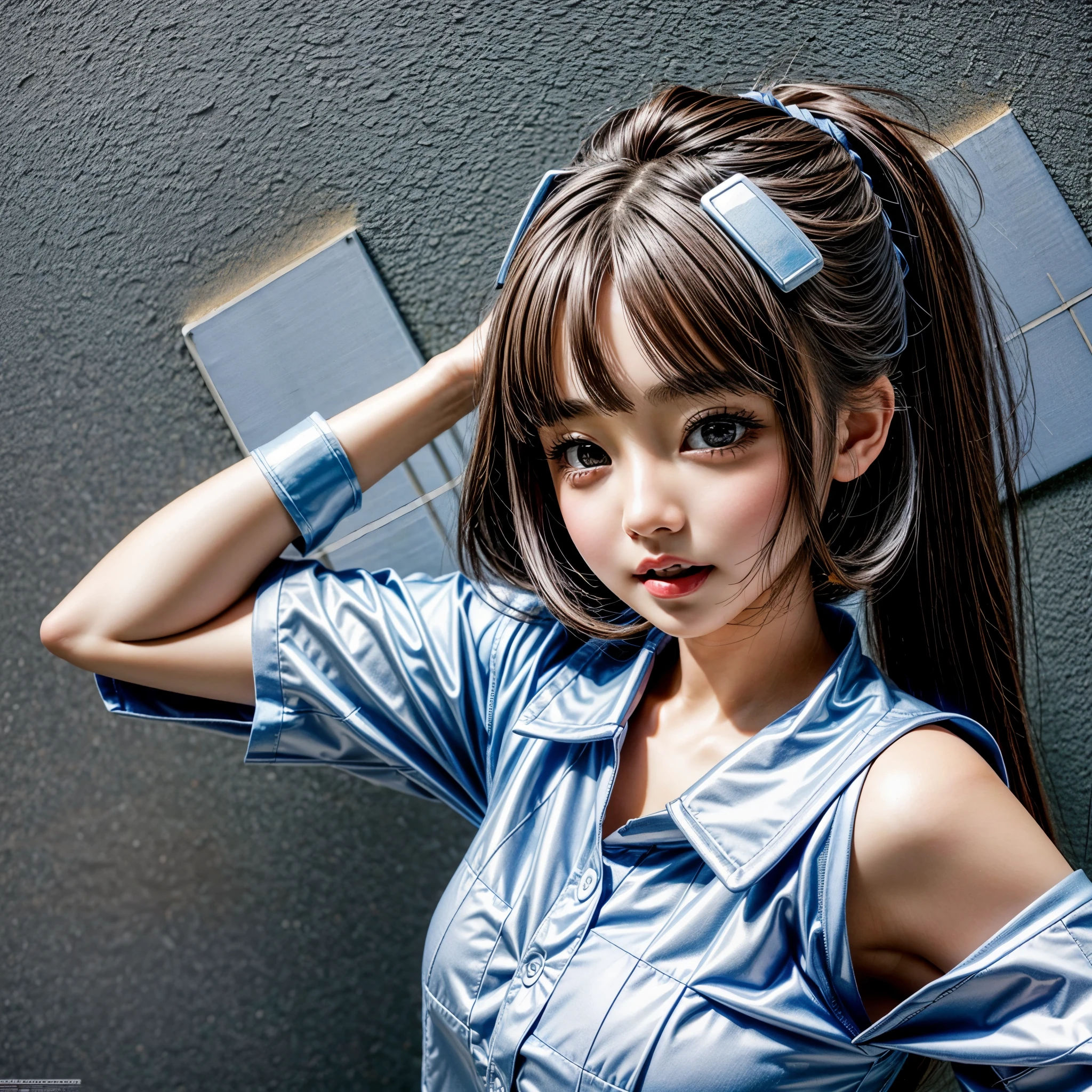 (((1 KAWAII girl, 9 grids, 9 poses and expressions, different emotions))) . Extremely Detailed KAWAII face, School Uniform, (NSFW:-0.95) .