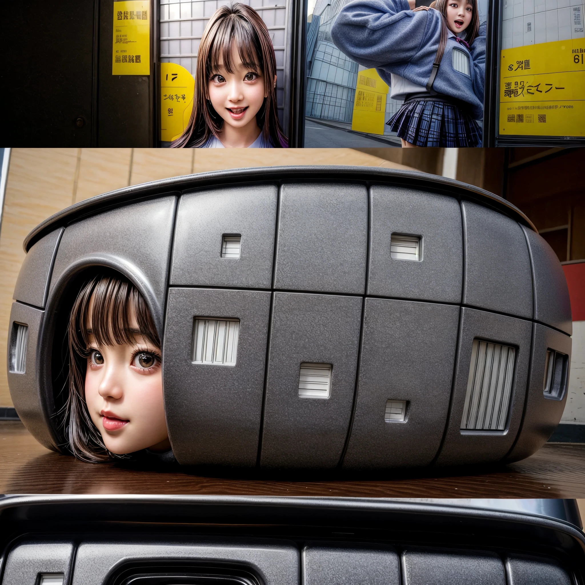 (((1 KAWAII girl, 9 grids, 9 poses and expressions, different emotions))) . Extremely Detailed KAWAII face, School Uniform , ( Photorealistic:1.37), (NSFW:-0.95) .
