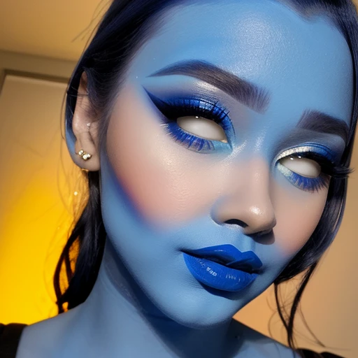 Lantia, blue lipstick ,blue face makeup