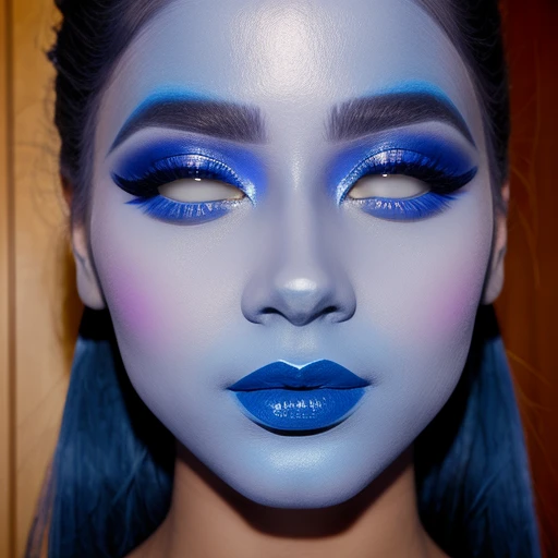 Lantia, blue lipstick ,blue face makeup 