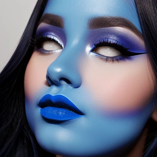 Lantia, blue lipstick ,blue face makeup 