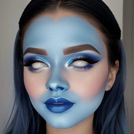 Lantia, blue lipstick ,blue face makeup