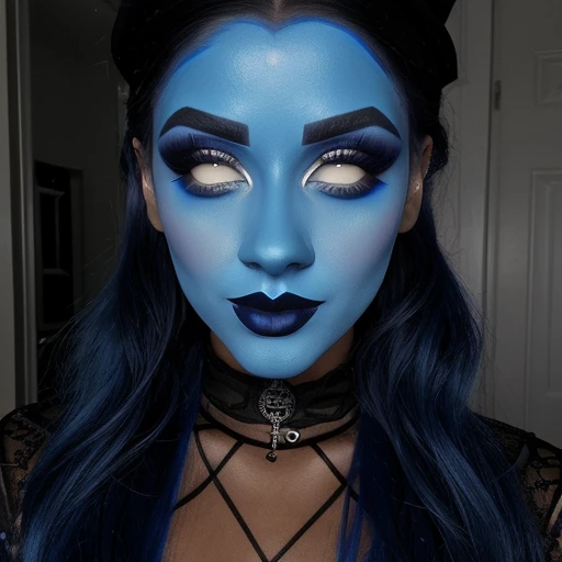 Goth, blue lipstick ,blue face makeup