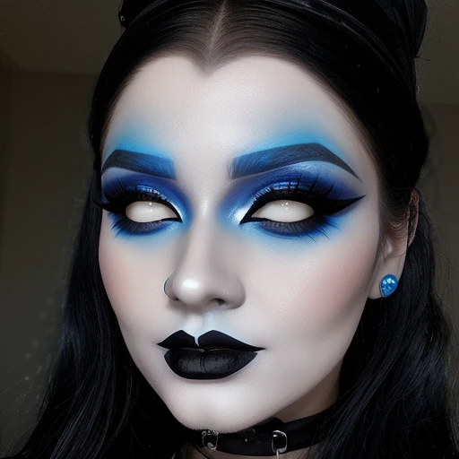 Goth, black lipstick ,blue face makeup