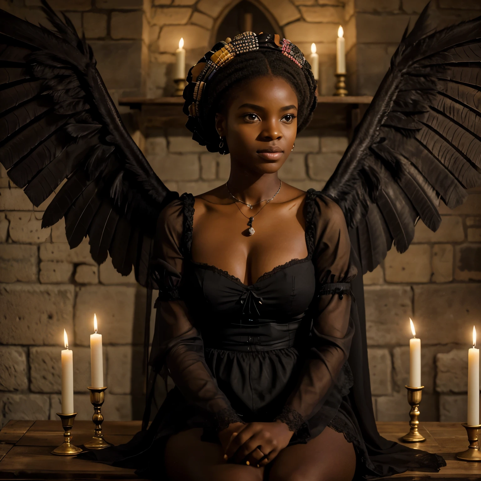 très belle africaine ta,10 ans rondelette, jambes légèrement écarté, projetions d'eau sur son visage, très belle fille ronde, nu, aux lèvres pulpeuses et humide plan intégral dune africaine fille rond nu et mouillé avec des corn du diable sur son crane un bâton de sorcière dans sa main droits avec des ailes de chauve-souris elle vol dans une église sombre et lugubre elle est assise jambes écarté bonne éclairage