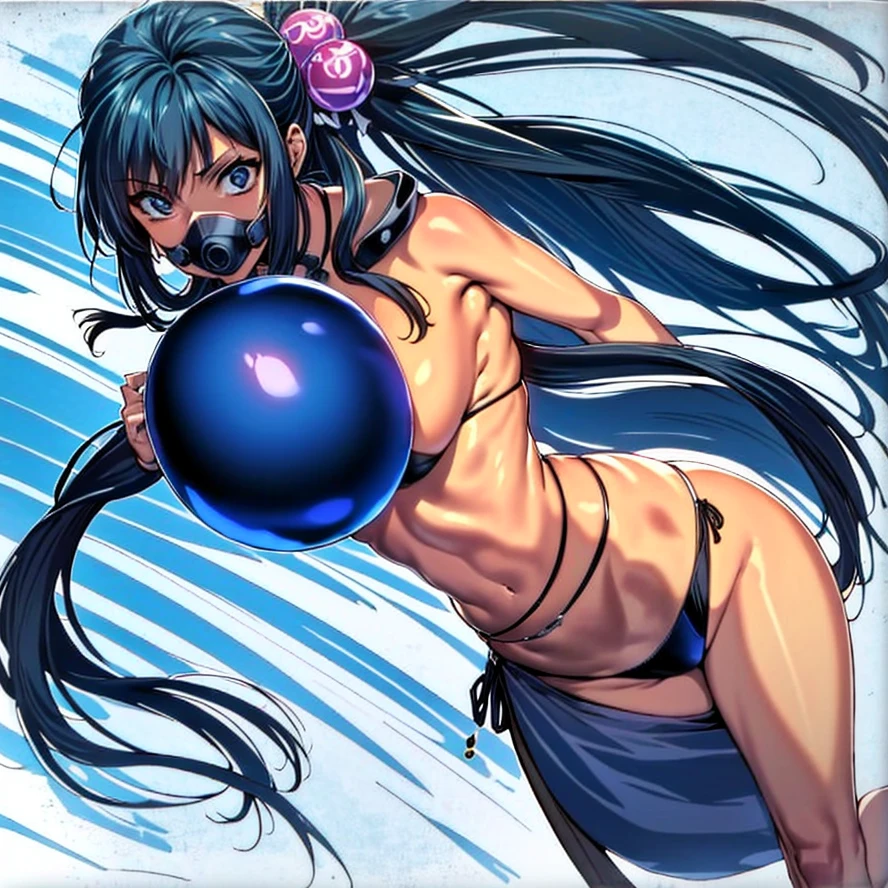 Karikatur einer Frau im Bikini mit einer Pumpe und einem Ballon, extremely rundlich, sturdy!!!, Cel-Shading:17, Thicc, Oppai Cyberpunk, insanely inflated hips, Android 18, Cel-schattiert!!!, (sfw) sicher zum Arbeiten, Tsunade von Naruto, rundlich, unterer Schuss, Cel-schattiert:15, 1 girl