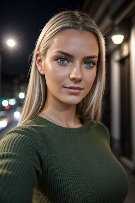 (Selfie, Ansicht von oben: 1.4), (Half straight body: 1.4), RAW UHD portrait photo of a 24-year-old blonde (Woman with dark green eyes) Am Strand laufen, Palmen, (Rock), (Dekollete), Einzelheiten (Texturen!, Haar!, scheinen, Farbe!!, Nachteile: 1.1), Strahlende Augen mit hoher Detailgenauigkeit (schaut in die Kamera), Spiegelreflexbeleuchtung, Spiegelreflexkamera, Ultra quality, Sharpness, depth of field, Filmkorn (Center), Fujifilm XT3, kristallklar, Mitte des Rahmens, pretty face, she is 178 cm tall, scharfer Fokus, Strassenlicht, Neonbeleuchtung, Bokeh (gedimmtes Licht), Nacht, (Nachthimmel), Detaillierte Hautporen, Oily skin, brennen, komplexe Augendetails, Full body, ((big ))