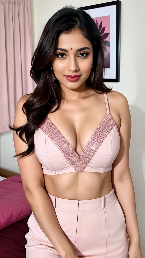 Portraits images female executive Portraits images, Most beautiful Indian young Punjabi woman age 36s in a bedroom, her eyes and a face locked on the camera lens, figure type 36 28 36, full body, height 5 feet 10 inch, fair skin, appealing, 36d, flirty gaze, light brown hair, trending on artstation, portrait, digital art, modern, sleek, highly detailed, formal, determined, pink liner lipstick, soft lips, black eyes