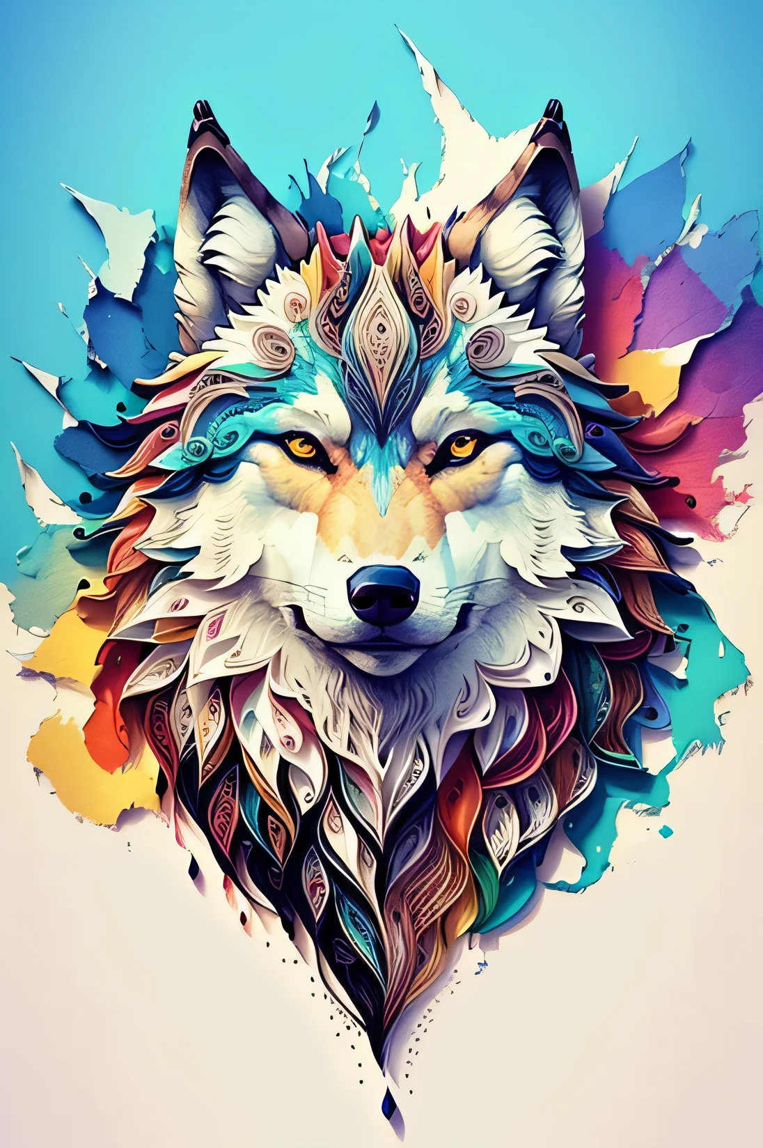 loup,Matelassage multidimensionnel en papier, Art, Chibi,
yang08k, beau, colored,
chefs-d'artwork, superior quality, best quality, official Art, beau and aesthetic, ullistration pour le t-shirt design