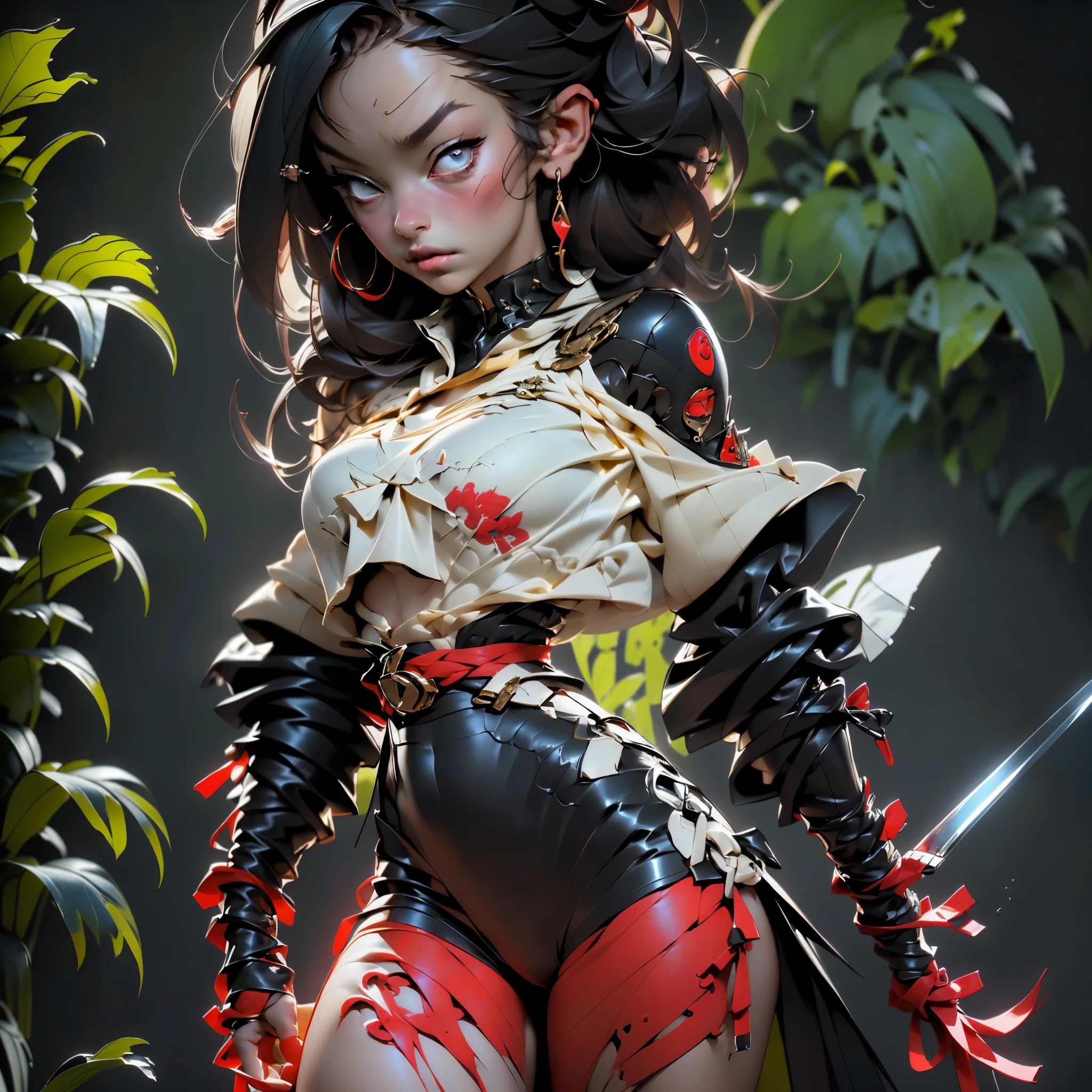 1_Clash of the Titans. A sexy demoness, (beautiful woman in leather outfit with wings and sword, Yang J, Chengwei Pan on ArtStation, CGSociety and Fenghua Zhong, digital fantasy art), Inspired by Fenghua Zhong, epic exquisite character art, Victor Wang, Jason Chan, stunning cgsociety, Beautiful digital images, Lee Song). Angels: (strong body of a woman, clean-shaven head, light angle of an angel from behind, very strong character, anatomically correct proportions. Has a very beautiful female body, fights a terrible enemy, is surrounded by demonic creatures, and indulges, and flirts with them, a very beautiful female body, demonic image). 02_Oil painting techniques of the High Renaissance, masters of the Italian Renaissance; Titian, Veronese, Rubens, Botticelli. This is a dark picture of the battle of an angel warrior with demonic creatures. A lush oil painting with broad strokes, snow-white skin in the center of the composition, and brutal, seductive figures of demonic creatures. Dark monsters. Painting by Bosch, stories by Dante Alighieri, "Divine Hell-Paradise, black hair, high ponytail, dreadlocks, high detail, Surrealism, Art Deco, chiaroscuro, masterpiece, anatomically correct, textured skin, high detail, high quality"