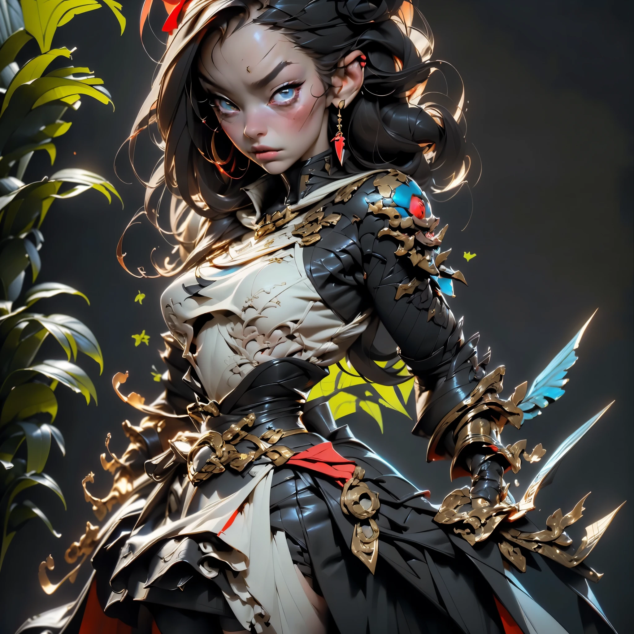 1_Clash of the Titans. A sexy demoness, (beautiful woman in leather outfit with wings and sword, Yang J, Chengwei Pan on ArtStation, CGSociety and Fenghua Zhong, digital fantasy art), Inspired by Fenghua Zhong, epic exquisite character art, Victor Wang, Jason Chan, stunning cgsociety, Beautiful digital images, Lee Song). Angels: (strong body of a woman, clean-shaven head, light angle of an angel from behind, very strong character, anatomically correct proportions. Has a very beautiful female body, fights a terrible enemy, is surrounded by demonic creatures, and indulges, and flirts with them, a very beautiful female body, demonic image). 02_Oil painting techniques of the High Renaissance, masters of the Italian Renaissance; Titian, Veronese, Rubens, Botticelli. This is a dark picture of the battle of an angel warrior with demonic creatures. A lush oil painting with broad strokes, snow-white skin in the center of the composition, and brutal, seductive figures of demonic creatures. Dark monsters. Painting by Bosch, stories by Dante Alighieri, "Divine Hell-Paradise, black hair, high ponytail, dreadlocks, high detail, Surrealism, Art Deco, chiaroscuro, masterpiece, anatomically correct, textured skin, high detail, high quality"