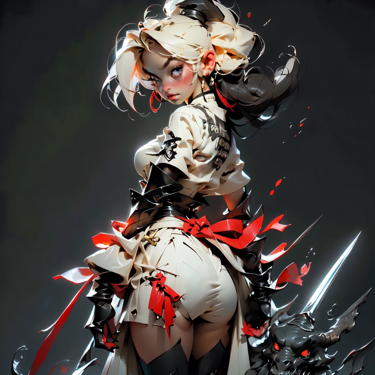 1_Clash of the Titans. A sexy demoness, (beautiful woman in leather outfit with wings and sword, Yang J, Chengwei Pan on ArtStation, CGSociety and Fenghua Zhong, digital fantasy art), Inspired by Fenghua Zhong, epic exquisite character art, Victor Wang, Jason Chan, stunning cgsociety, Beautiful digital images, Lee Song). Angels: (strong body of a woman, clean-shaven head, light angle of an angel from behind, very strong character, anatomically correct proportions. Has a very beautiful female body, fights a terrible enemy, is surrounded by demonic creatures, and indulges, and flirts with them, a very beautiful female body, demonic image). 02_Oil painting techniques of the High Renaissance, masters of the Italian Renaissance; Titian, Veronese, Rubens, Botticelli. This is a dark picture of the battle of an angel warrior with demonic creatures. A lush oil painting with broad strokes, snow-white skin in the center of the composition, and brutal, seductive figures of demonic creatures. Dark monsters. Painting by Bosch, stories by Dante Alighieri, "Divine Hell-Paradise, black hair, high ponytail, dreadlocks, high detail, Surrealism, Art Deco, chiaroscuro, masterpiece, anatomically correct, textured skin, high detail, high quality"
